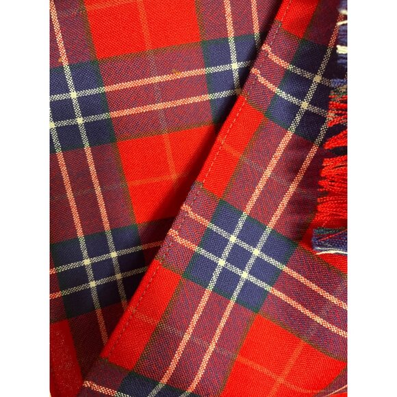New Wool Scarf Red Blue Plaid Made in Scotland Tartan 56"x10" Classic Academia - Picture 4 of 4